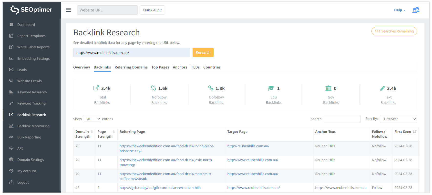 investigación de backlinks